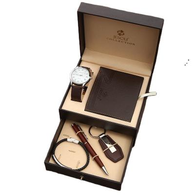 China Factory Direct Set boxed fashion Men's quartz watch multi-card wallet fashion glasses men's gift set for sale