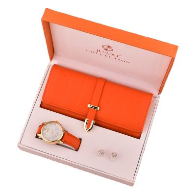 China Women'S Quartz Watch Wallet 3-Piece Gift Set Gift Purse Earrings Fashion Clock Boxed Gift Set for sale