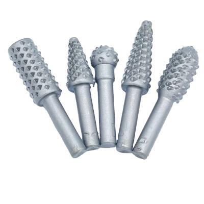 China Shank Carbon Steel5pcs 6mm Folder Burr Set Wood Carving Rasp Rotary Drill Bit Wood Drilling Tool for sale