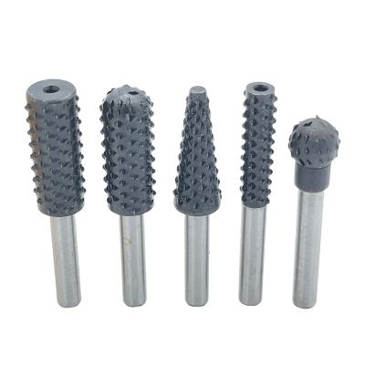 China 5Pcs Wood Drill Bits 6mm Round Shank Working Grinding Wood Drilling Rotary Rasp Set Folder Rotary Cutter for sale