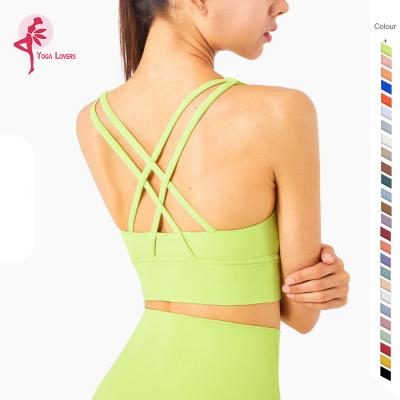 China Custom Made Breathable Yoga Sports Bra Women Fitness OEM Customized Cross Back Fitness Sport Shockproof Top for sale