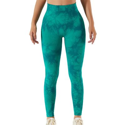 China New Fashionable Women Wear Yoga Dye Booty Tie Working Tie Dye Crac! crack! Gym Gaiters Active Fitness Breathable Workout Leggings Crac! crack! for sale