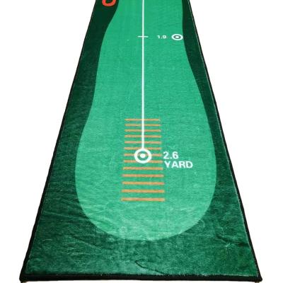 China Polyester Golf Putting Green Mat With Running Line Ball Mark For Mini Golf Practice Training Aid With Non Slip Backing for sale