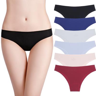 China Women's Antibacterial Sexy Silk Seamless Panties Briefs Women's Underwear Ladies Ice Solid Soft Underwear for sale