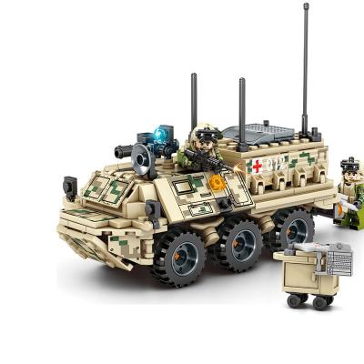 China Construction Toy Building Blocks Military Heavy Series Ambulance Sembo Block Army Soldier Armored Soldier Weapon Toys for sale