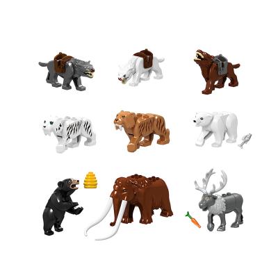 China Toy Building Bricks Tiger Elephant Wolf Gift Block Animal Figures Compatible Blocks Kids Building Toy for sale