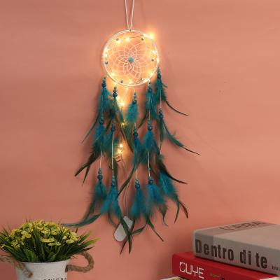 China Europe High Quality Dreamcatcher Wall Led Feather Handmade Dream Catcher Braided Wind Chimes Art for sale