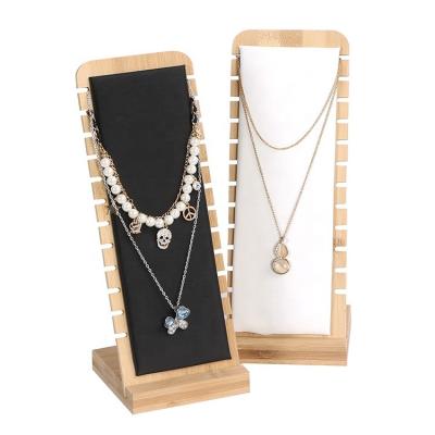 China Eco-Friendly Bamboo And Wooden Jewelry Rack Jewelry Display Stand Jewelry Window Chain Pendant Display Stand for sale