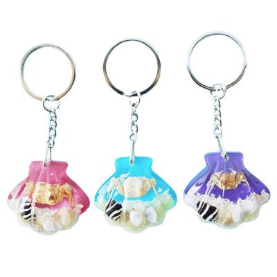 China New Summer Shiny Shiny Epoxy Resin Starfish Crab Key Chain Aquarium Souvenir Tourist Pendant Key Chain for sale