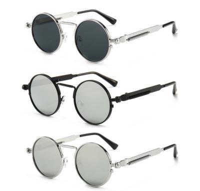 China High quality classic retro fashion sunglasses personality sunglasses driving color lens sunglasses men round metal punk sunglasses for sale