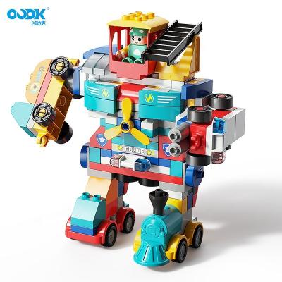 China OUDK eco-friendly material toys bricks variable deformable 4IN1 robot wholesale assembled big building block for kids toy brinquedos for sale