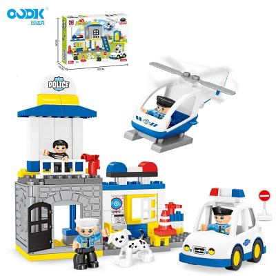 China OUDK Eco-friendly Material Toys Wholesale Creative Police Station Building Block Big Educational Toys For Kids Stracking Brick for sale