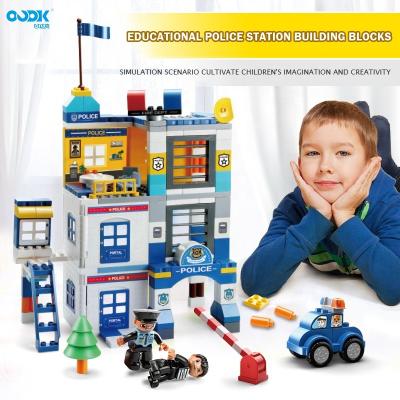 China Eco-friendly Material OUDK Toys Amazon Hot Sale City Police Station Building Blocks Big Plastic Toy Set Building Toy Blocks For Boys for sale