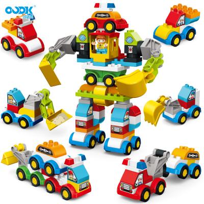 China OUKD Eco-Friendly Material Toys Large Building Bricks Cars Integrated Brain Engineering Vehicle Toy Deformed Robot Puzzle Toy Sets for sale