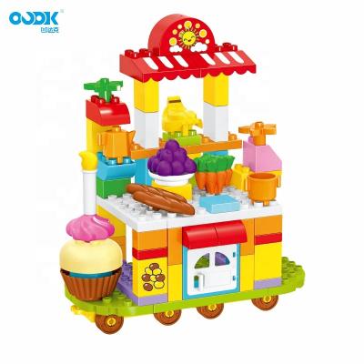 China Eco-friendly Material OUDK Toys Kids Ice Cream Car Toys Big House Particle Building Block Assembly DIY Puzzle Block Toys for sale