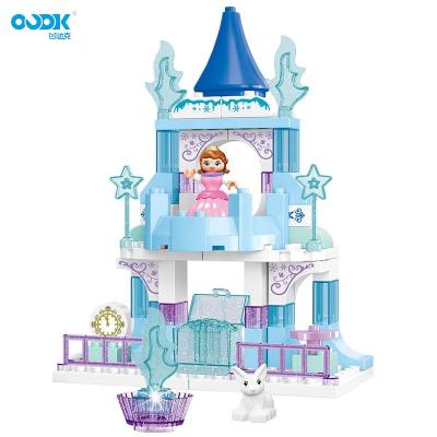 China OUDK Eco-friendly Material Toys Ice Princess Castle Building Blocks With Lights Toy Set Construction Bricks Toys Blocks For Children Jurassic for sale