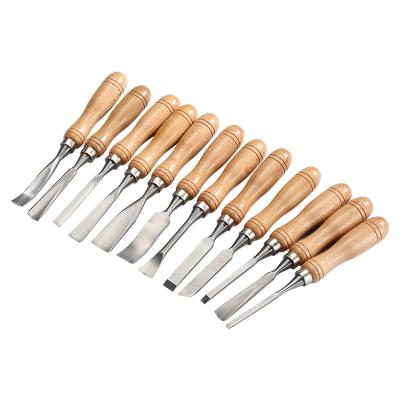 China Woodworking DIY Tools Carving Chisels Woodworking 12pcs Wood Chisel Tool Kit With Wooden Handle for sale