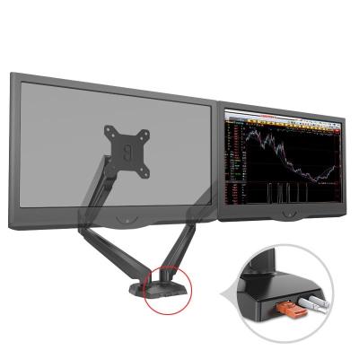 China Dual Black Aluminum Desktop Desktop Monitor Stand with USB for sale