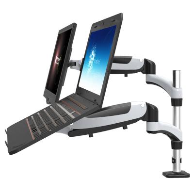 China Laptop LCD Monitor Arm with Laptop Notebook Dual Height Adjustable Monitor Mount Stand for sale