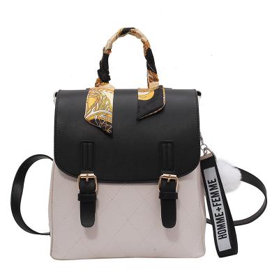 China New Korean version anti-theft large capacity scarf handle handbag message bag girl school soft leather backpack for women for sale