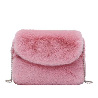 China soft & new design comfortable winter metal fabric faux fur chain sling bags Mini Crossbody Bags For women for sale