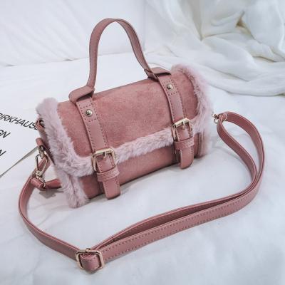 China soft & fashion faux fur fabric winter cozy tribal faux fur handbag luxury faux fur purses shoulder sling fur cross - body bags for women for sale