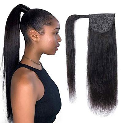 China Silky Straight Wave Ponytail Hair Wrap Around Ponytail Extensions Remy Hair Straight Clip In Extensions Pony Tail Hair Clip In Wig for sale