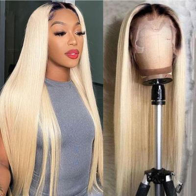 China Silky Straight Gradient Wave Blonde Lace Front Wig 180% Straight Remy Hair Lace Front Wig 13x4 1B 613 Lace Front Human Hair Wig for sale