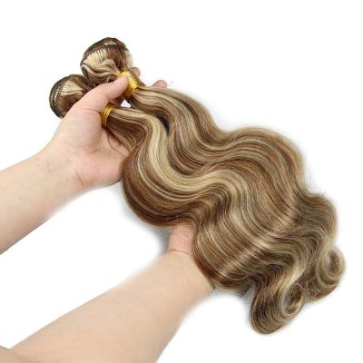 China Piano color p4/613 high beam piano color grayish gold grayish body wave sealless body wave hair weave with 3 light spots for sale