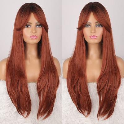 China Water Wave The Long Wave has a straight red role-playing wig with bangs. for sale