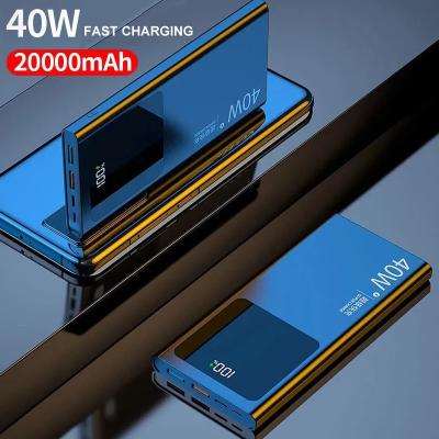 China High Capacity 20000mAh Mirror Screen 40W Charger Power Bank QC 3.0 PD Super Fast External Battery Backpack for sale