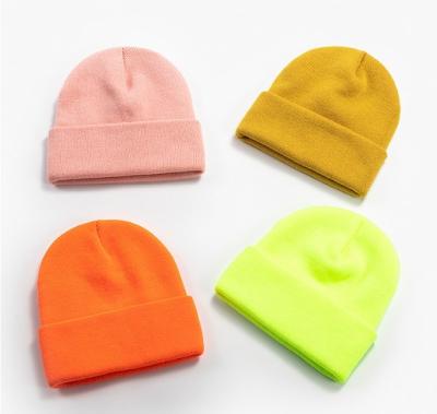 China Plain JOINT Color Unisex Ski Cap Winter Knitting Acrylic Knitted Warm Caps for sale