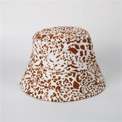 China 2022 Reversible Wide Brim Fisherman Hats Cotton Leopard Print Casual Outdoor Bucket Hat for sale