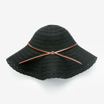 China Picture Dome Slouchy Hats Lace Up Wide Brimmed Straw Hat Foldable Bow Straw Large Brim Hats for sale