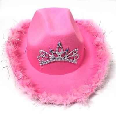 China Bling Cowgirl Hat Novelty Pink Sombrero Playeros Cowboy Kid Pink Striped Cowboy Hat for sale