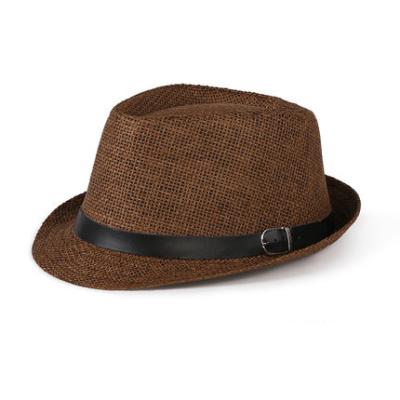 China Short Fedora Outdoor Sun Straw Hat Straw For Men Curly Trilby Hat Child Straw Jazz Parent Brim Belt Braid Picture Men 2022 for sale