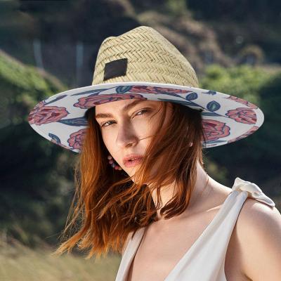 China Lifeguard Sun Proof Straw Hat Straw Beach Hat Natural Surfing Custom Image Lifeguard for sale