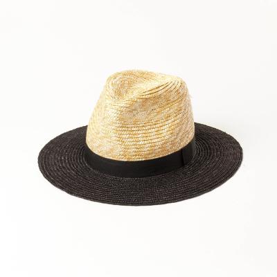 China 2022 Image Summer Fedora Panama Straw Hat Wide Brim Sunshade Women Foldable Panama Hat for sale