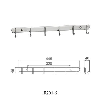 China Wholesale Cheap Heater Frud Toilet Hardware Wall-mount Rack Hooks For Bathroom Towels R201-6 for sale