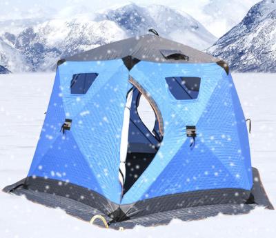 China Diameter 11MM Fiberglass Rod Solid Custom Outdoor Tent Warm Portable Ice Fishing Shelter 3-4 Person Firstents Pop Up Ice Fishing Tent With Stove for sale