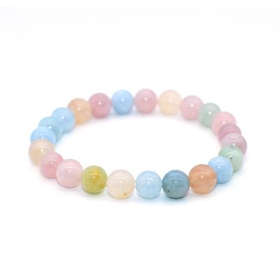 China Eco-friendly Trade Assurance Natural Stone Beads High Grade 6/8/10MM Morganite Stone Bracelet for sale