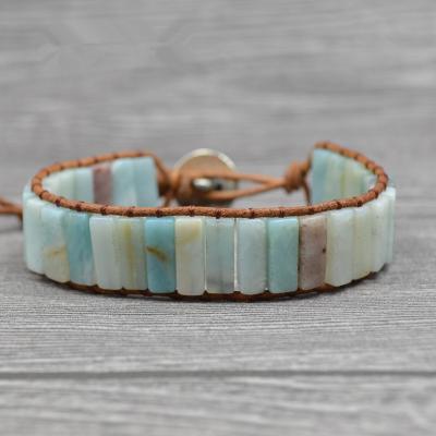 China Eco - Friendly Bracelet Men Leather Natural Stone Bracelet Handmade Bohemia Bracelet for sale