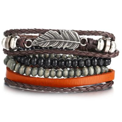 China Eco-friendly Most Popular Accessories 4pcs/set Multilayer Leather Bracelets With Charms for sale