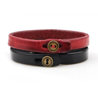 China Eco - Friendly Mens Leather Bracelets Braided Brand Luxury Vintage Leather Bracelets With Button for sale