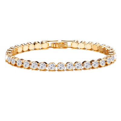 China Hot Sale Rainbow Eco-friendly Stones Shape Jewelry Gold Plated Crystal Women Tennis Bracelets White for sale