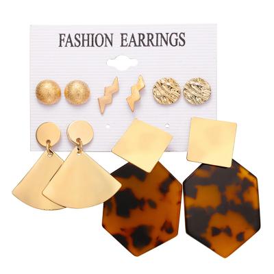 China Central Statistical Institute Trade Assurance New Arrival 5pcs/set Acrylic Geometric Stud Earring for sale