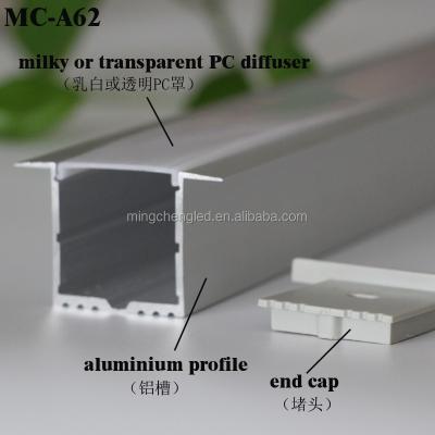 China PC Aluminum Diffused Cover Led Profile PC 1m T Shape Aluminum Aluminum Led Profile With Transparent PC Cover for sale