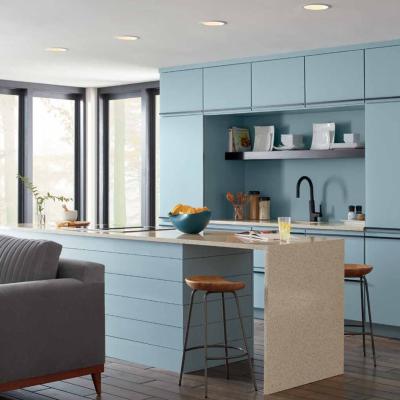 China Modern 2023 SKYLINE Customized German Style Morden Sky Blue I Shape High Glossy Finish Popular Home Large Kitchen Cabinet with Island for sale