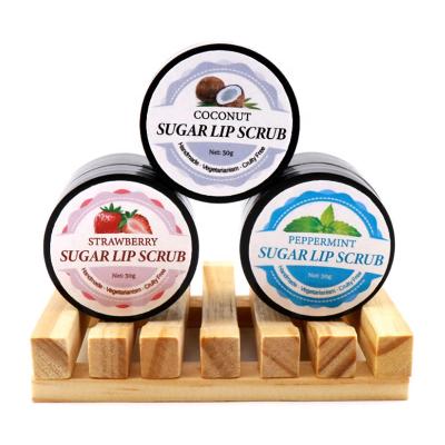 China Custom Anti-Puffiness Private Label Sugar Lip Scrub Strawberry Peppermint Organic Sugar Lip Polish Coconut Flavor for sale