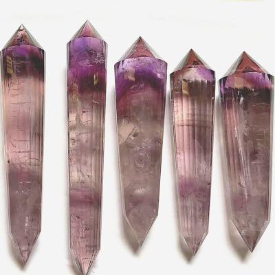 China China Wholesale Polished Ametrine Magic Wand Obelisk Prism 24 Sides Double Points Crystals Hexagonal Tower Hexagonal Rock Crystal for sale